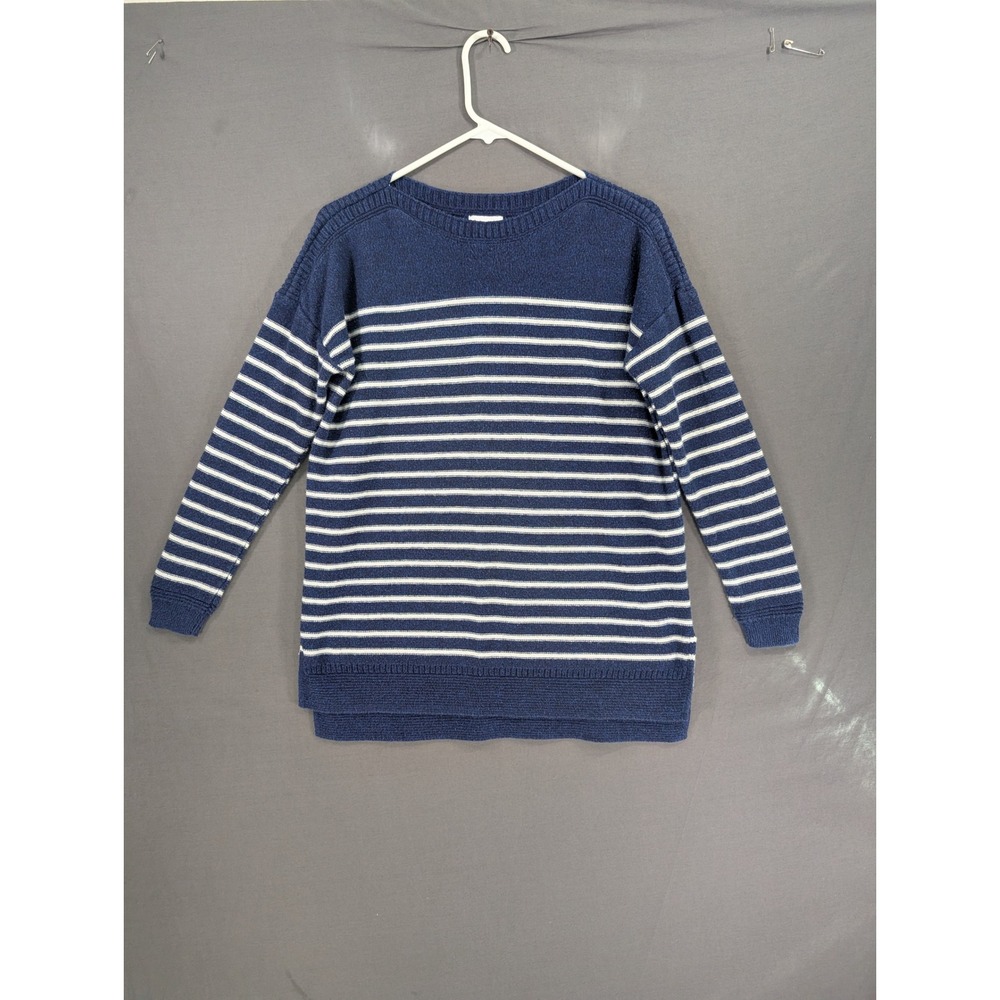 Old Navy Womens Medium Blue White Striped Long Sleeve Knit Tunic Sweater